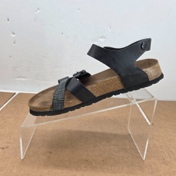 Birki's By birkenstock Womens EU 37 Lillie Black Plaid Ankle Strap Sandals - Picture 4 of 9